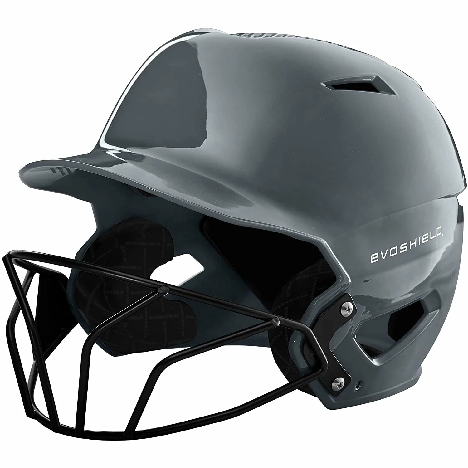 EvoShield XVT Gloss Batting Helmet Fastpitch Softball With Facemask (Charcoal) 3 EvoShield XVT Gloss Batting Helmet Fastpitch Softball With Facemask (Charcoal)