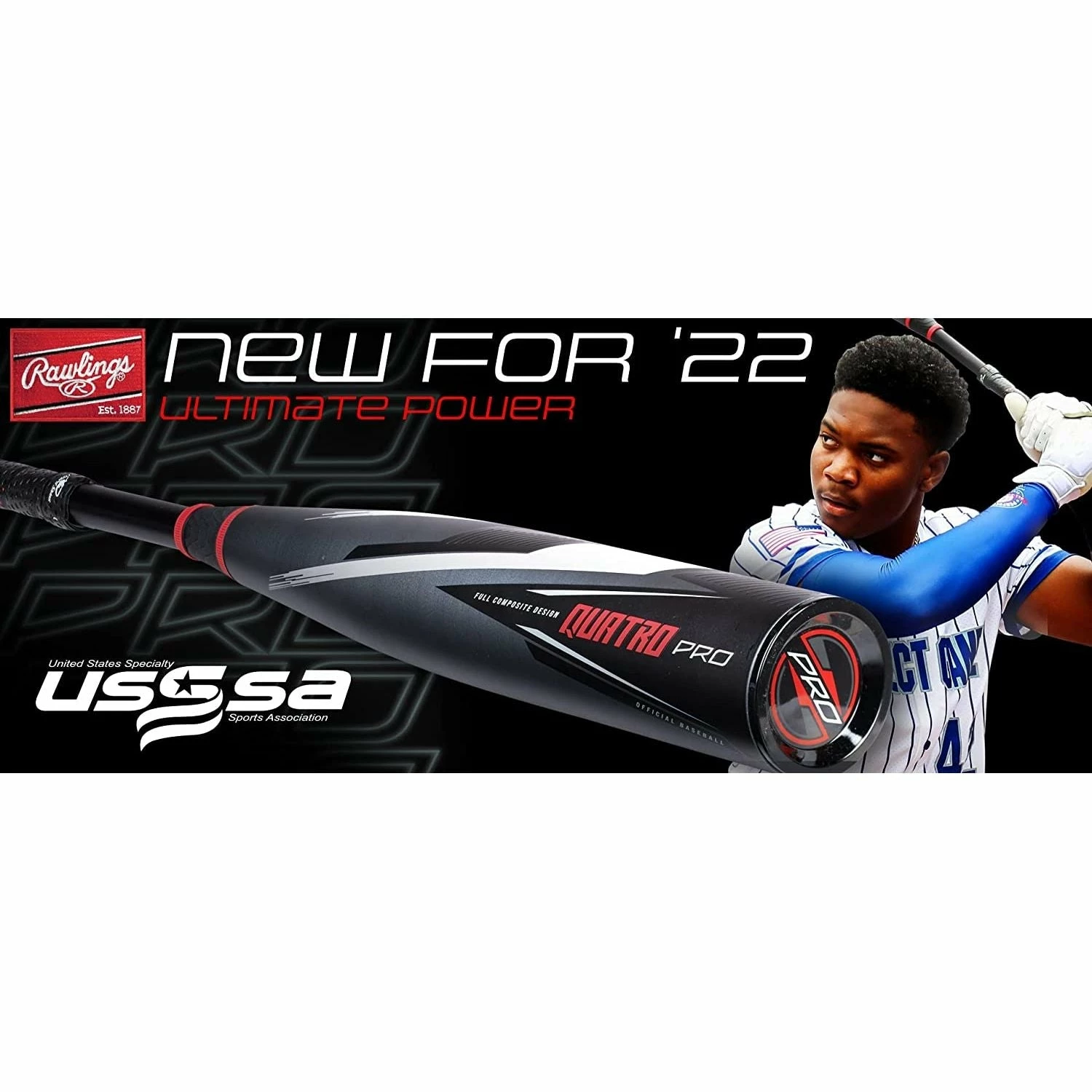 Rawlings Quatro Pro USSSA 2 3/4" 2 PC. Composite Baseball Bat -8 2022 (Charcoal/Red) 8 Rawlings Quatro Pro USSSA 2 3/4" 2 PC. Composite Baseball Bat -8 2022 (Charcoal/Red) - Image 6