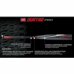 Rawlings Quatro Pro USSSA 2 3/4" 2 PC. Composite Baseball Bat -8 2022 (Charcoal/Red) -Cbc Pro Wood Sales 71h9mi k9wl. ac sl1500