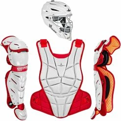 All-Star AFx Series Fastpitch Softball Catcher's Package (White/Scarlet)