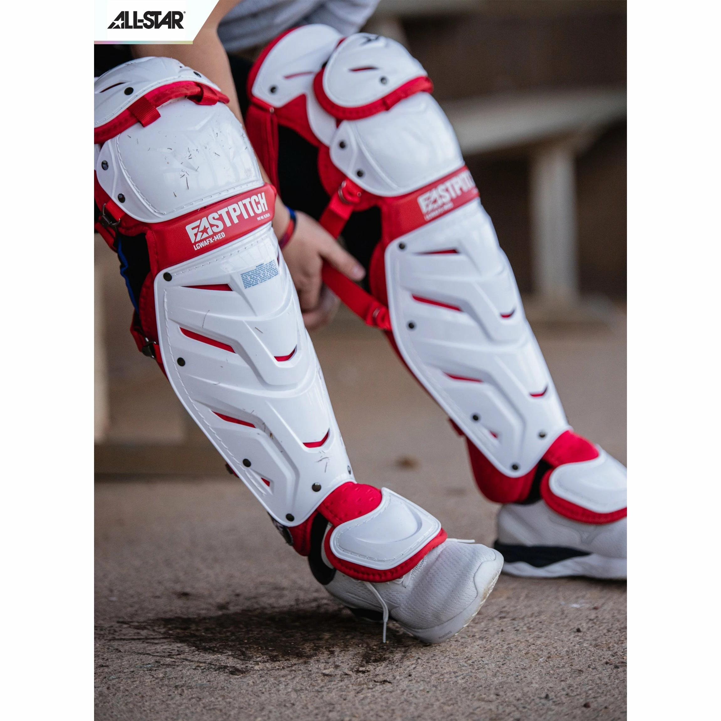 All-Star AFx Series Fastpitch Softball Catcher's Package (White/Scarlet) 6 All-Star AFx Series Fastpitch Softball Catcher's Package (White/Scarlet) - Image 4