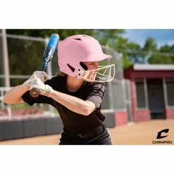 CHAMPRO HX Rise Pro Fastpitch Softball Batting Helmet With Facemask Glossy Finish (Pink) 17 CHAMPRO HX Rise Pro Fastpitch Softball Batting Helmet With Facemask Glossy Finish (Pink) -Cbc Pro Wood Sales CHAMPRO FASTPITCH HELMET WITH FACEMASK SIZE CHART BPINK Lifestyle1