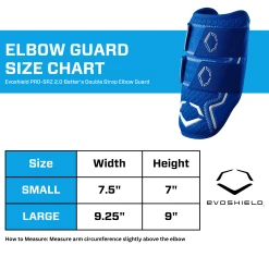 EvoShield PRO-SRZ 2.0 Batter's Baseball Softball Double Strap Elbow Guard, Royal 21 EvoShield PRO-SRZ 2.0 Batter's Baseball Softball Double Strap Elbow Guard, Royal -Cbc Pro Wood Sales EvoShield WB572650 Size Chart Elbow Guard Royal 1