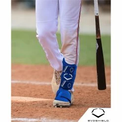Evoshield PRO-SRZ 2.0 Left Handed Batter's Baseball Softball Leg Guard, Royal -Cbc Pro Wood Sales EvoShield legguard lifestyle Royal 1