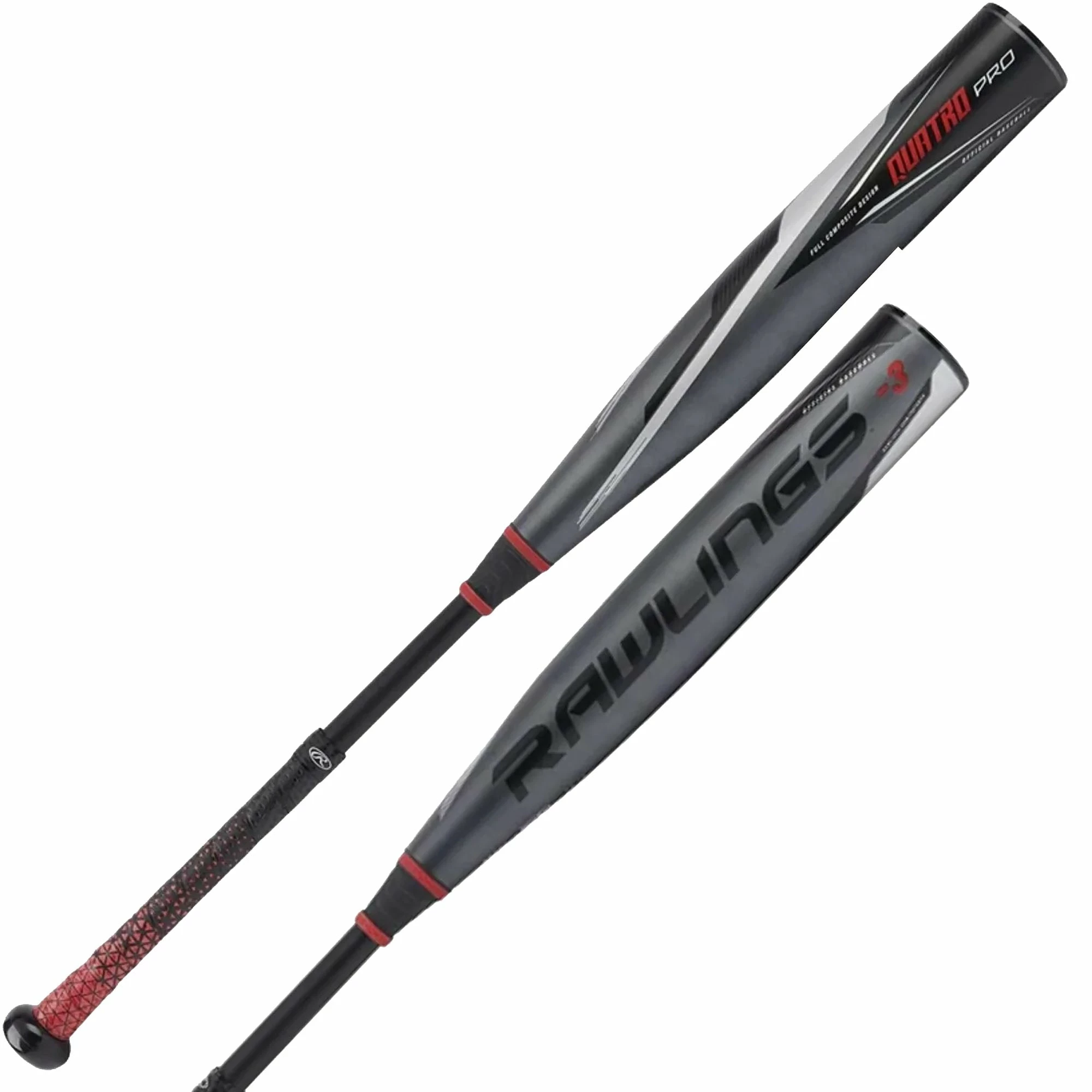 Rawlings Quatro Pro USSSA 2 3/4" 2 PC. Composite Baseball Bat -8 2022 (Charcoal/Red) 3 Rawlings Quatro Pro USSSA 2 3/4" 2 PC. Composite Baseball Bat -8 2022 (Charcoal/Red)