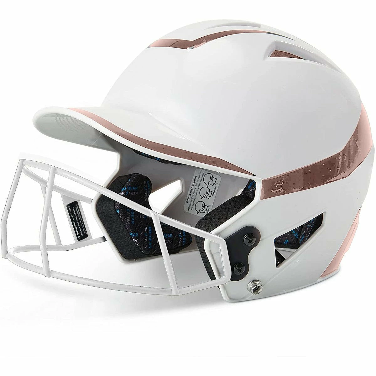 CHAMPRO HX Rise Pro Fastpitch Softball Batting Helmet With Facemask Two-Tone Glossy Finish (White/Rosegold) 3 CHAMPRO HX Rise Pro Fastpitch Softball Batting Helmet With Facemask Two-Tone Glossy Finish (White/Rosegold)