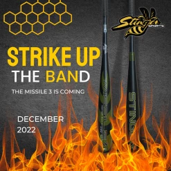 Stinger Missile 3 BBCOR Baseball Bat - 3 Drop - 2 5/8" Barrel - Available In 31” To 34” - Drop 3 Baseball Bat For Middle School, High School, Or College -Cbc Pro Wood Sales StingerMissile3Strikeuptheband 1