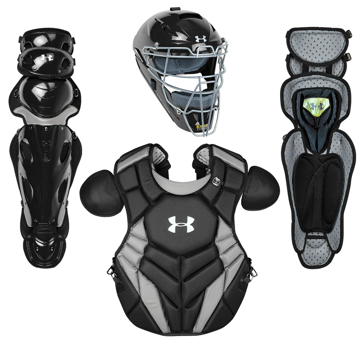 Under Armour Pro 4 NOCSAE Catcher's Equipment Gear Set Intermediate (Black) 3 Under Armour Pro 4 NOCSAE Catcher's Equipment Gear Set Intermediate (Black)