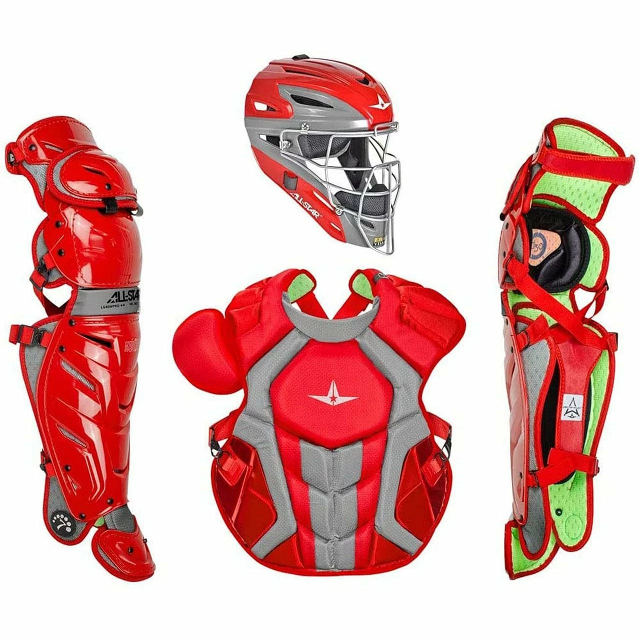 All-Star System7 Axis NOCSAE Adult Solid Color Blocking Baseball Catchers Set (Scarlet) 2 All-Star System7 Axis NOCSAE Adult Solid Color Blocking Baseball Catchers Set (Scarlet)