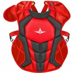 All-Star System 7 Axis Intermediate Baseball Catcher's Set, Chest Protector Helmet Leg Guards (Scarlet/Black) 10 All-Star System 7 Axis Intermediate Baseball Catcher's Set, Chest Protector Helmet Leg Guards (Scarlet/Black) -Cbc Pro Wood Sales alstrs7axiscatchingkitages12 16scbl1