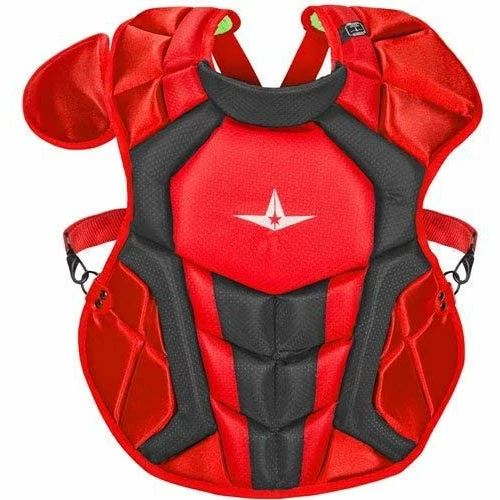 All-Star System 7 Axis Intermediate Baseball Catcher's Set, Chest Protector Helmet Leg Guards (Scarlet/Black) 5 All-Star System 7 Axis Intermediate Baseball Catcher's Set, Chest Protector Helmet Leg Guards (Scarlet/Black) - Image 3