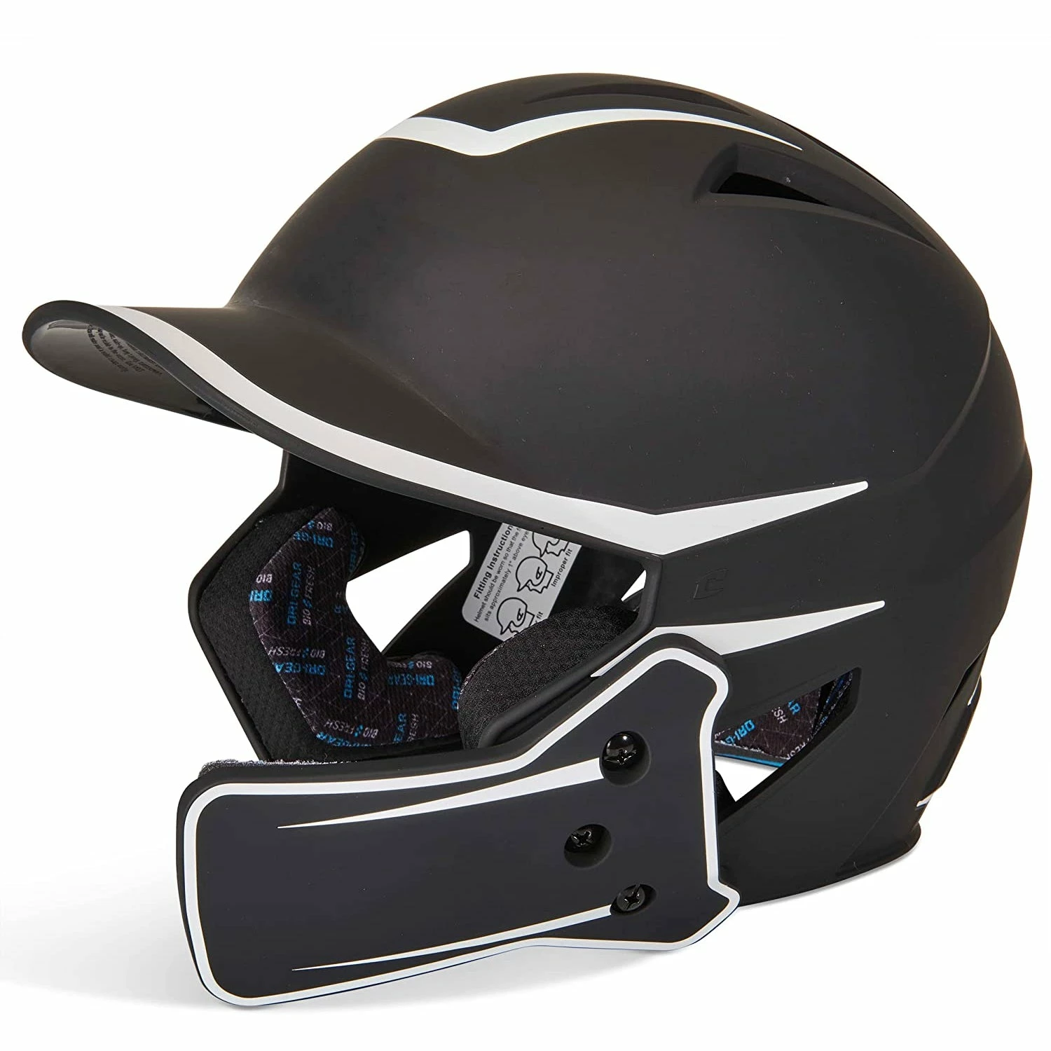Champro HX Legend Plus Batting Helmet W/ Reversible Jaw Guard (Black / White) 3 Champro HX Legend Plus Batting Helmet W/ Reversible Jaw Guard (Black / White)
