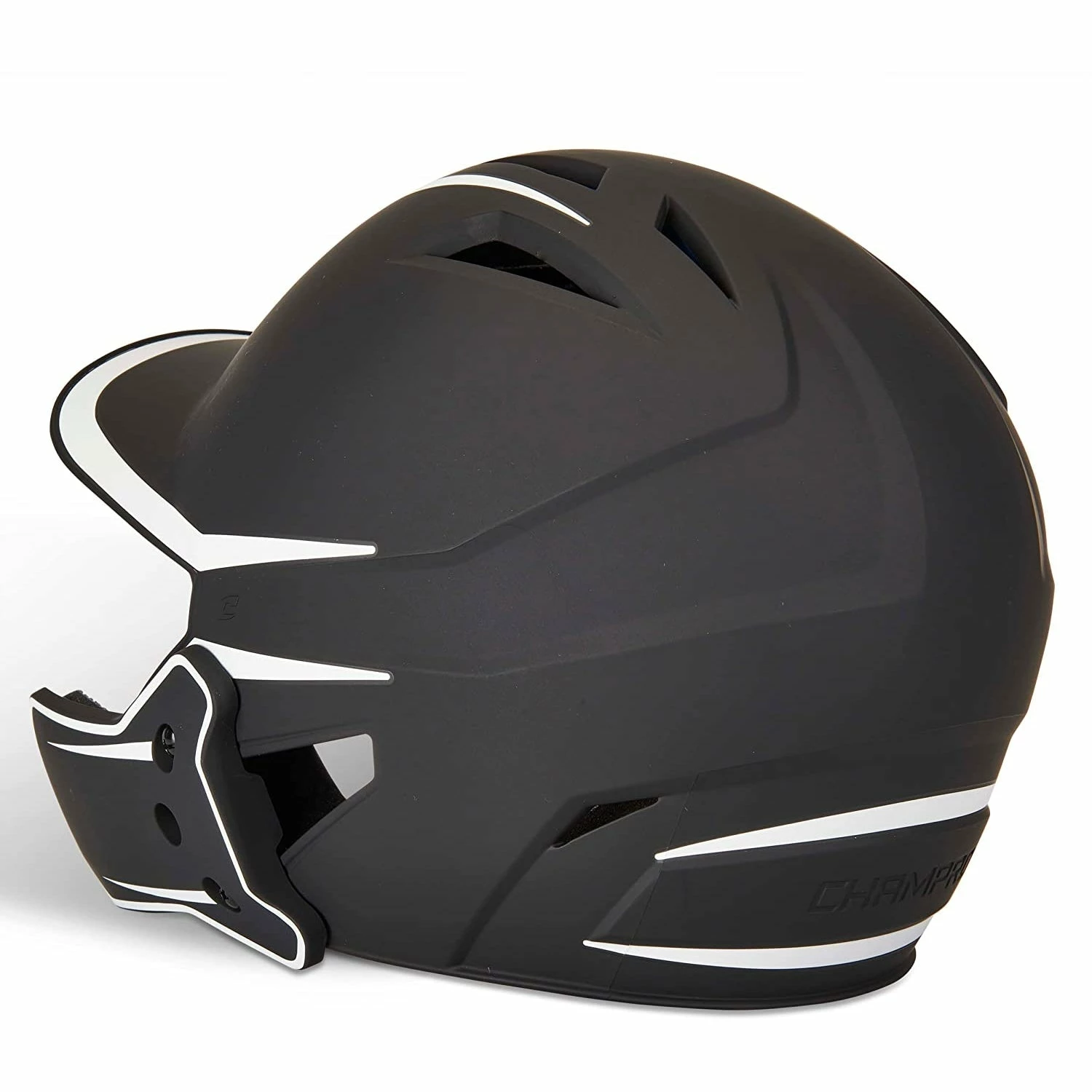 Champro HX Legend Plus Batting Helmet W/ Reversible Jaw Guard (Black / White) 5 Champro HX Legend Plus Batting Helmet W/ Reversible Jaw Guard (Black / White) - Image 3
