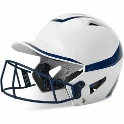 Champro Rise Pro Fastpitch Softball Batting Helmet W/ Facemask (White/Navy)