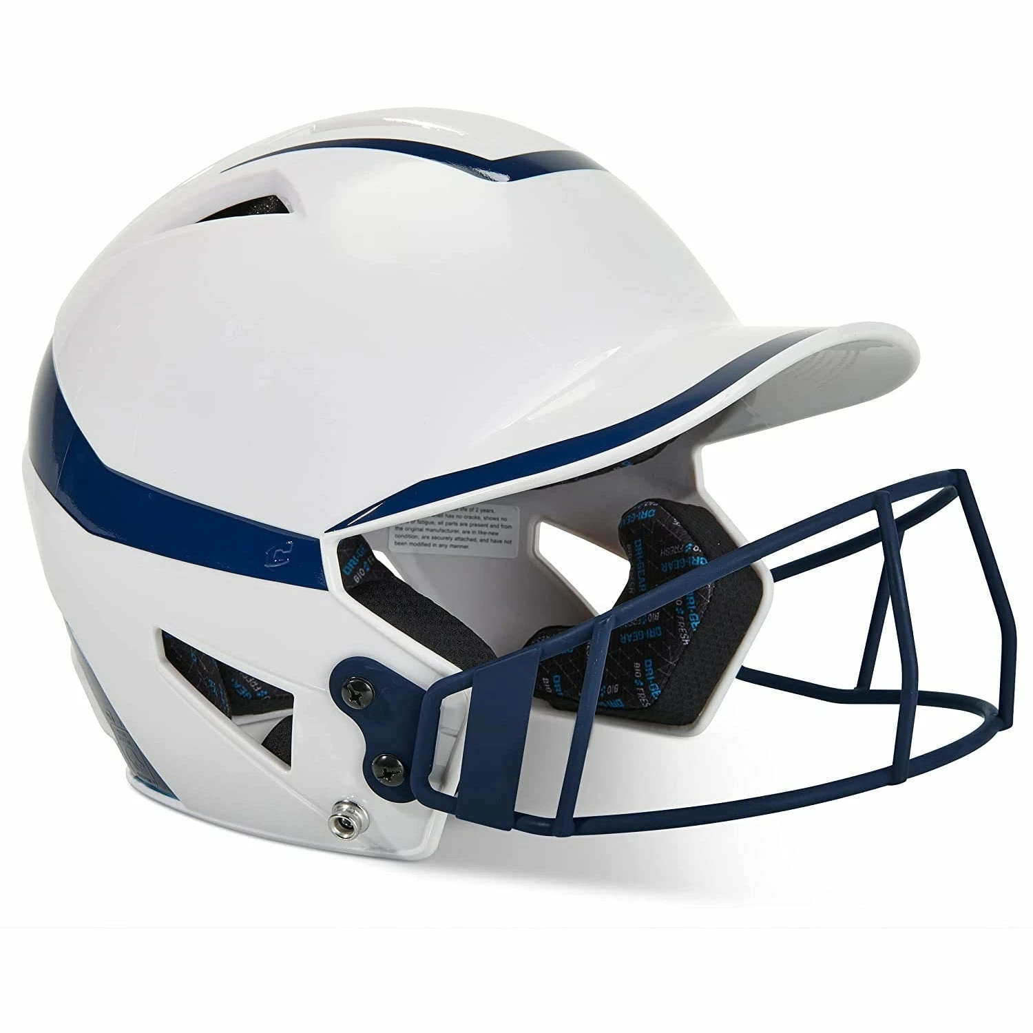Champro Rise Pro Fastpitch Softball Batting Helmet W/ Facemask (White/Navy) 4 Champro Rise Pro Fastpitch Softball Batting Helmet W/ Facemask (White/Navy) - Image 2