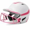 Champro Rise Pro Fastpitch Softball Batting Helmet W/ Facemask (White/Pink)