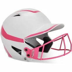 Champro Rise Pro Fastpitch Softball Batting Helmet W/ Facemask (White/Pink) -Cbc Pro Wood Sales cha prorishlmtmask hxfpg2opj whpk 2 1
