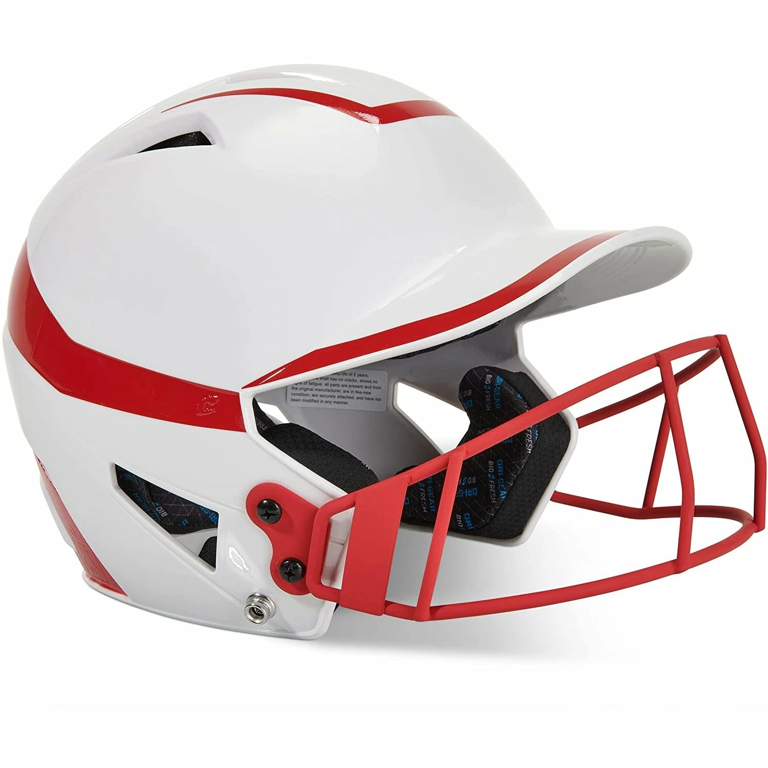 Champro Rise Pro Fastpitch Softball Batting Helmet W/ Facemask (White/Scarlet) 4 Champro Rise Pro Fastpitch Softball Batting Helmet W/ Facemask (White/Scarlet) - Image 2