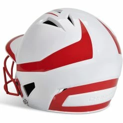 Champro Rise Pro Fastpitch Softball Batting Helmet W/ Facemask (White/Scarlet) 12 Champro Rise Pro Fastpitch Softball Batting Helmet W/ Facemask (White/Scarlet) -Cbc Pro Wood Sales cha prorishlmtmask hxfpg2scj whsc 3