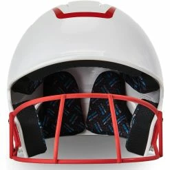 Champro Rise Pro Fastpitch Softball Batting Helmet W/ Facemask (White/Scarlet) -Cbc Pro Wood Sales cha prorishlmtmask hxfpg2scj whsc 4 1