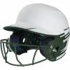 Rawlings Mach Ice Fastpitch Softball Batting Helmet With Face Guard (White/Dark Green) -Cbc Pro Wood Sales raws msb13j wdg main 1