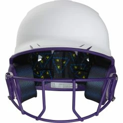 Rawlings Mach Ice Fastpitch Softball Batting Helmet With Face Guard (White/Purple) -Cbc Pro Wood Sales raws msb13j wpu 2
