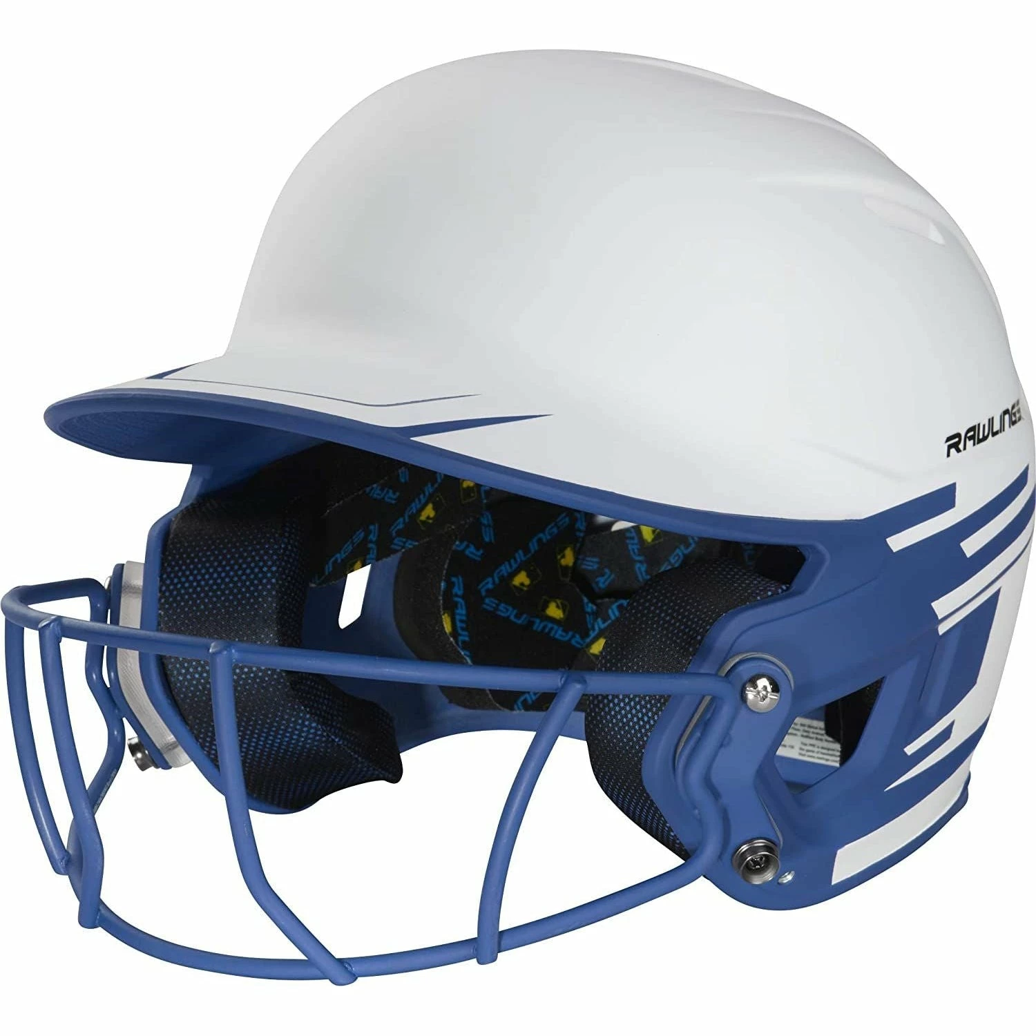 Rawlings Mach Ice Fastpitch Softball Batting Helmet With Face Guard (White/Royal) 3 Rawlings Mach Ice Fastpitch Softball Batting Helmet With Face Guard (White/Royal)